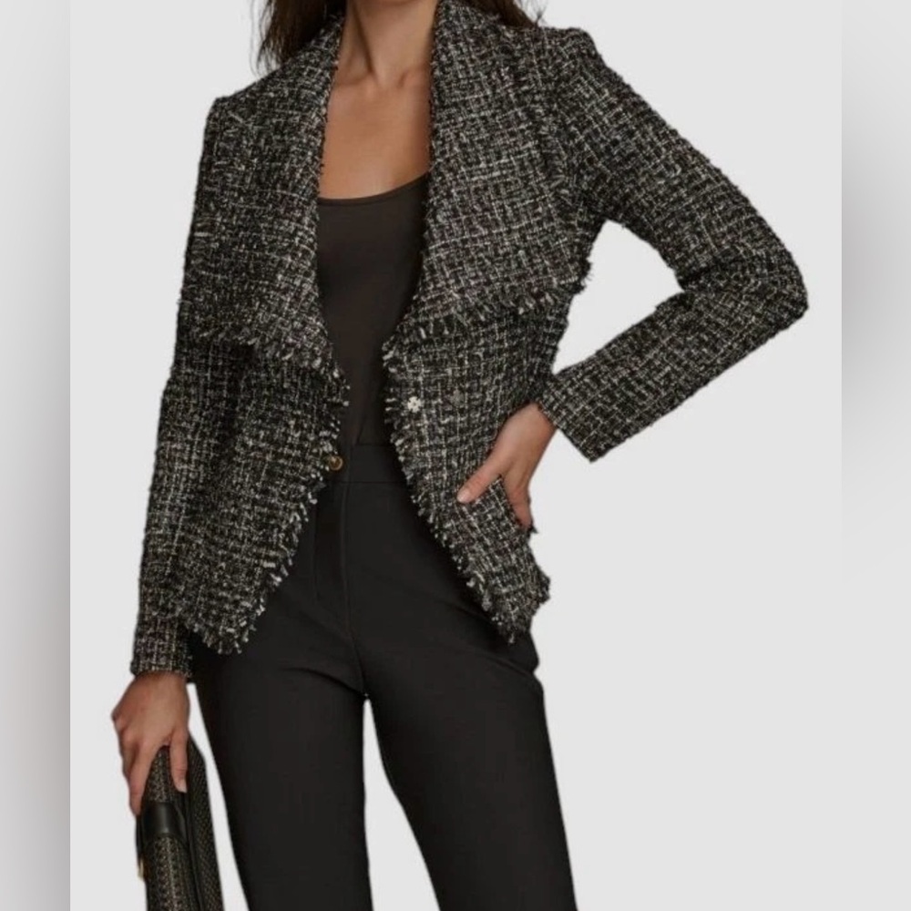 Donna Karan Black and White Textured Blazer